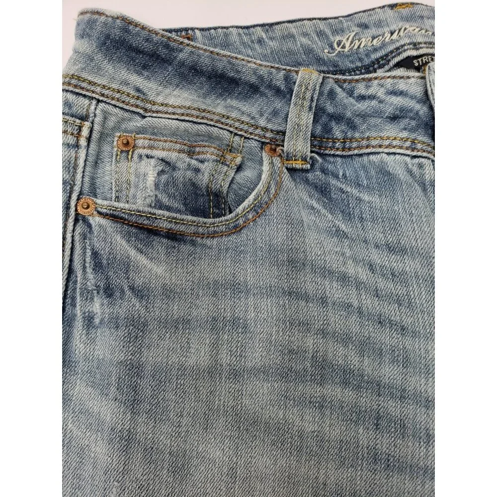 American Eagle Womens Medium Wash Blue Stretch Slim Boot Jeans Size 6 Reg